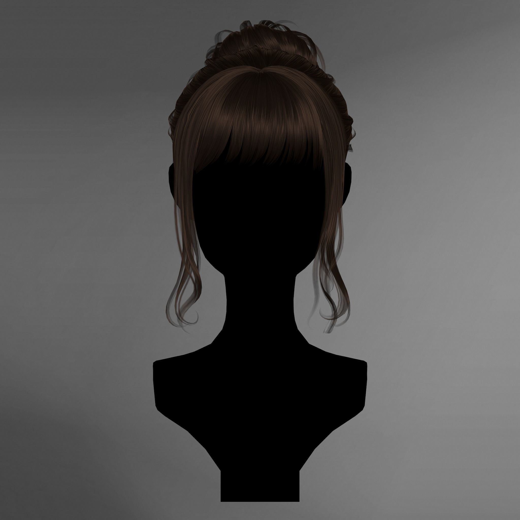 Game Hair - Stylized Female Hairstyle V5 Low-poly 3D model_3