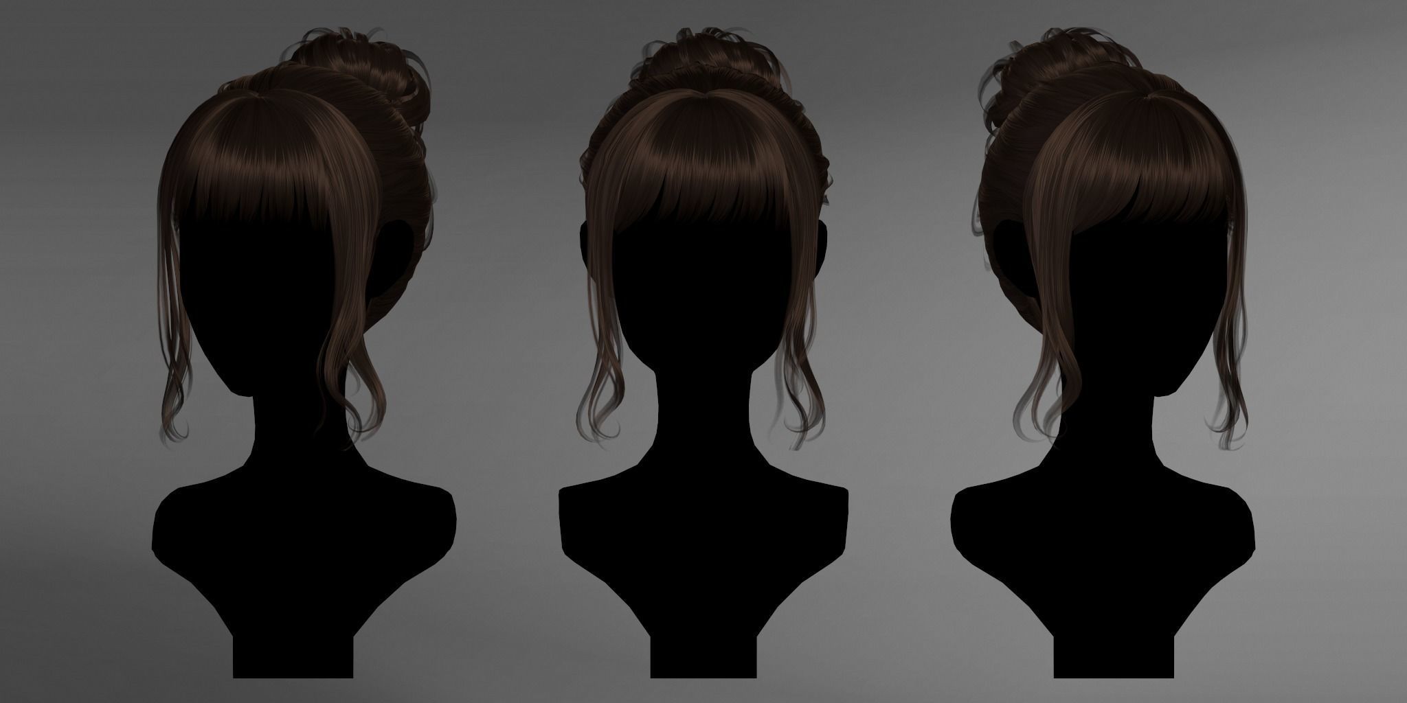 Game Hair - Stylized Female Hairstyle V5 Low-poly 3D model_1
