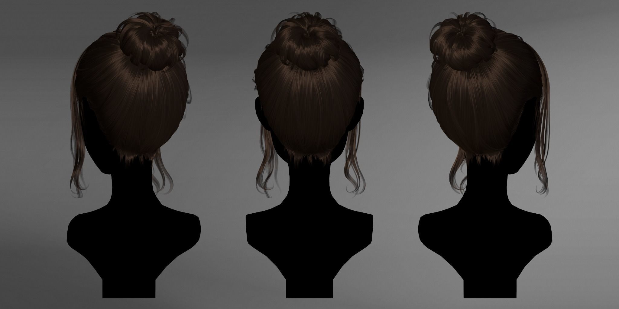 Game Hair - Stylized Female Hairstyle V5 Low-poly 3D model_2