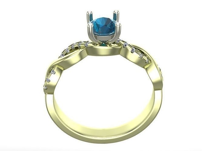 rings topaz and diamond engagement ring gold 3D print model