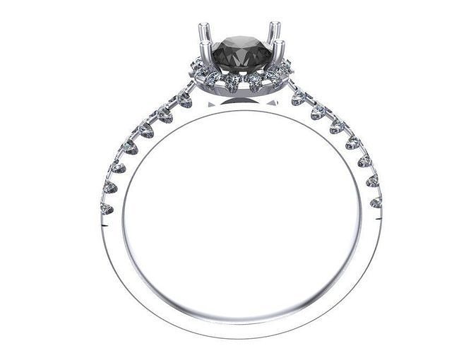 rings diamond halo engagement ring in gold 3D print model