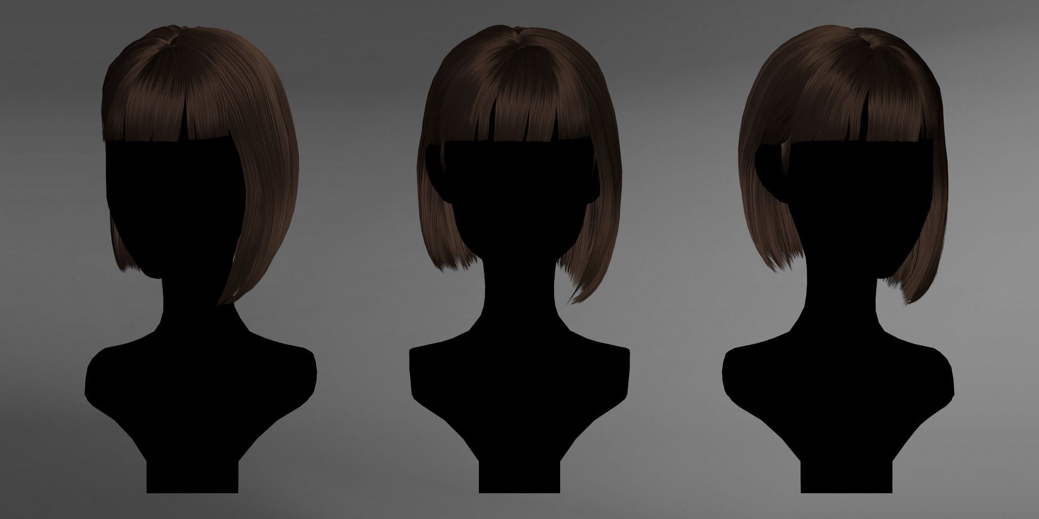 Game Hair - Stylized Female Hairstyle V6 Low-poly 3D model_1