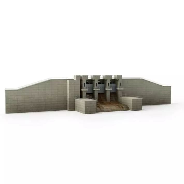 Large Grey Dam 3D model_0