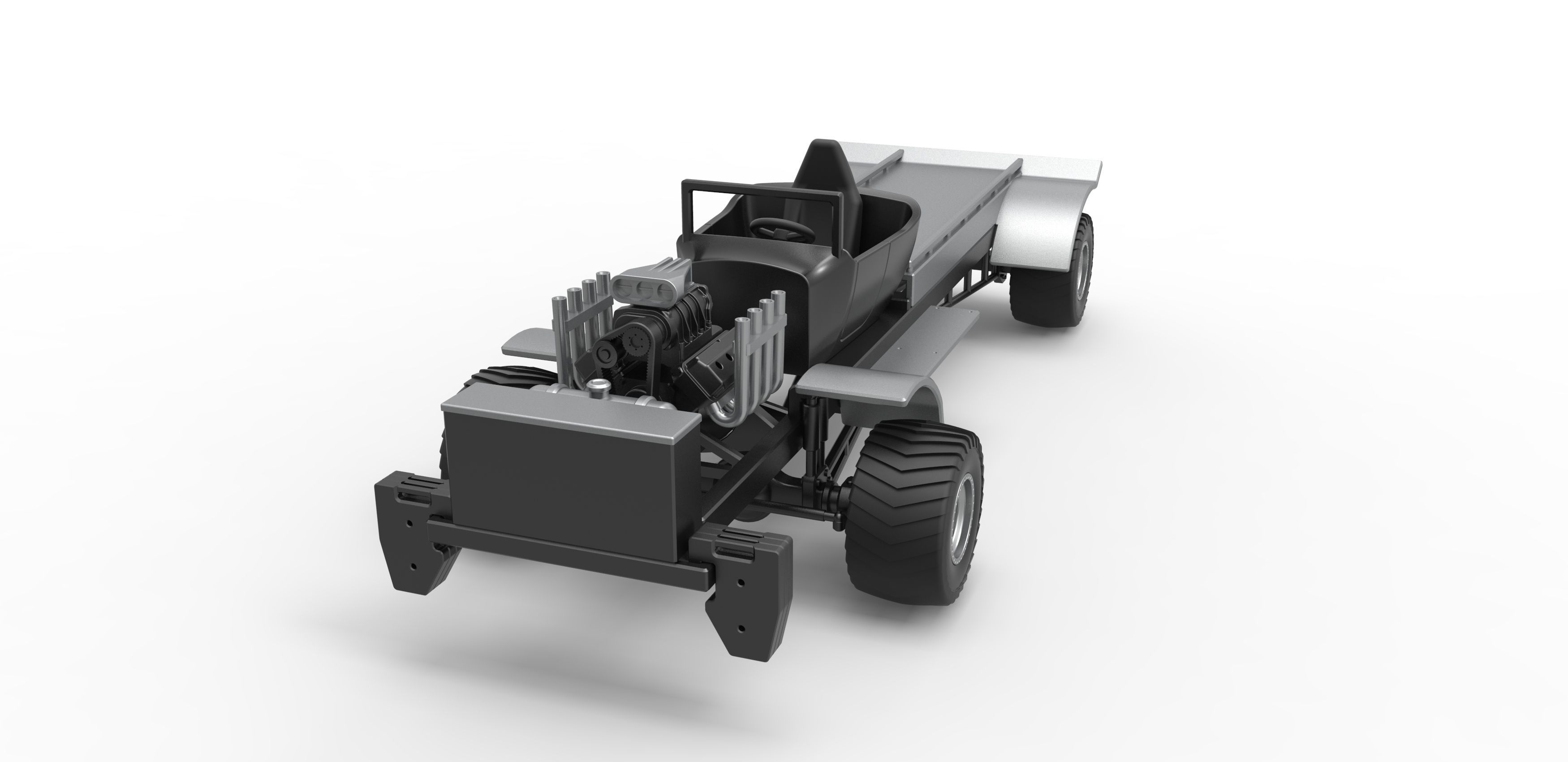 Pulling truck 4wd nacked Scale 1 to 25 3D print model_4