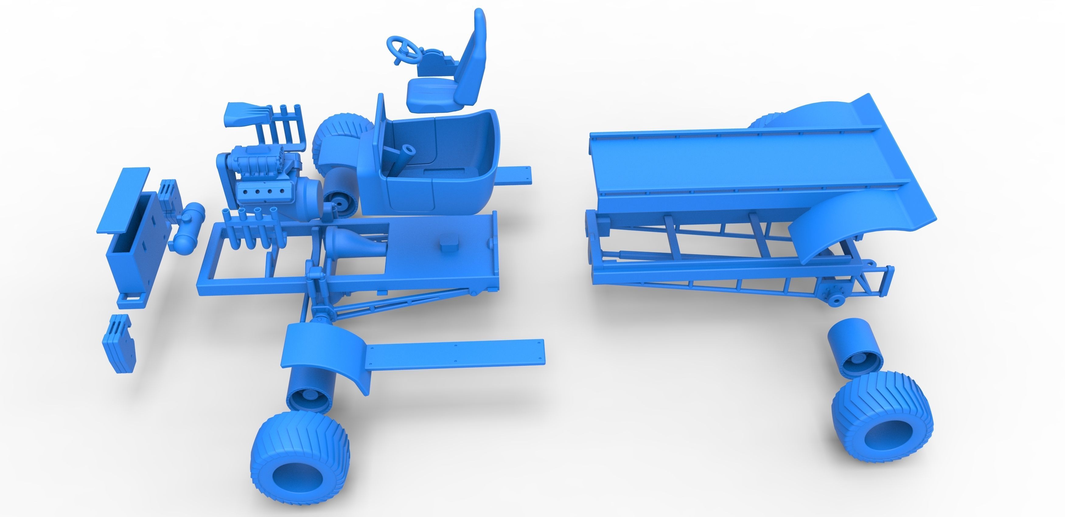 Pulling truck 4wd nacked Scale 1 to 25 3D print model_34