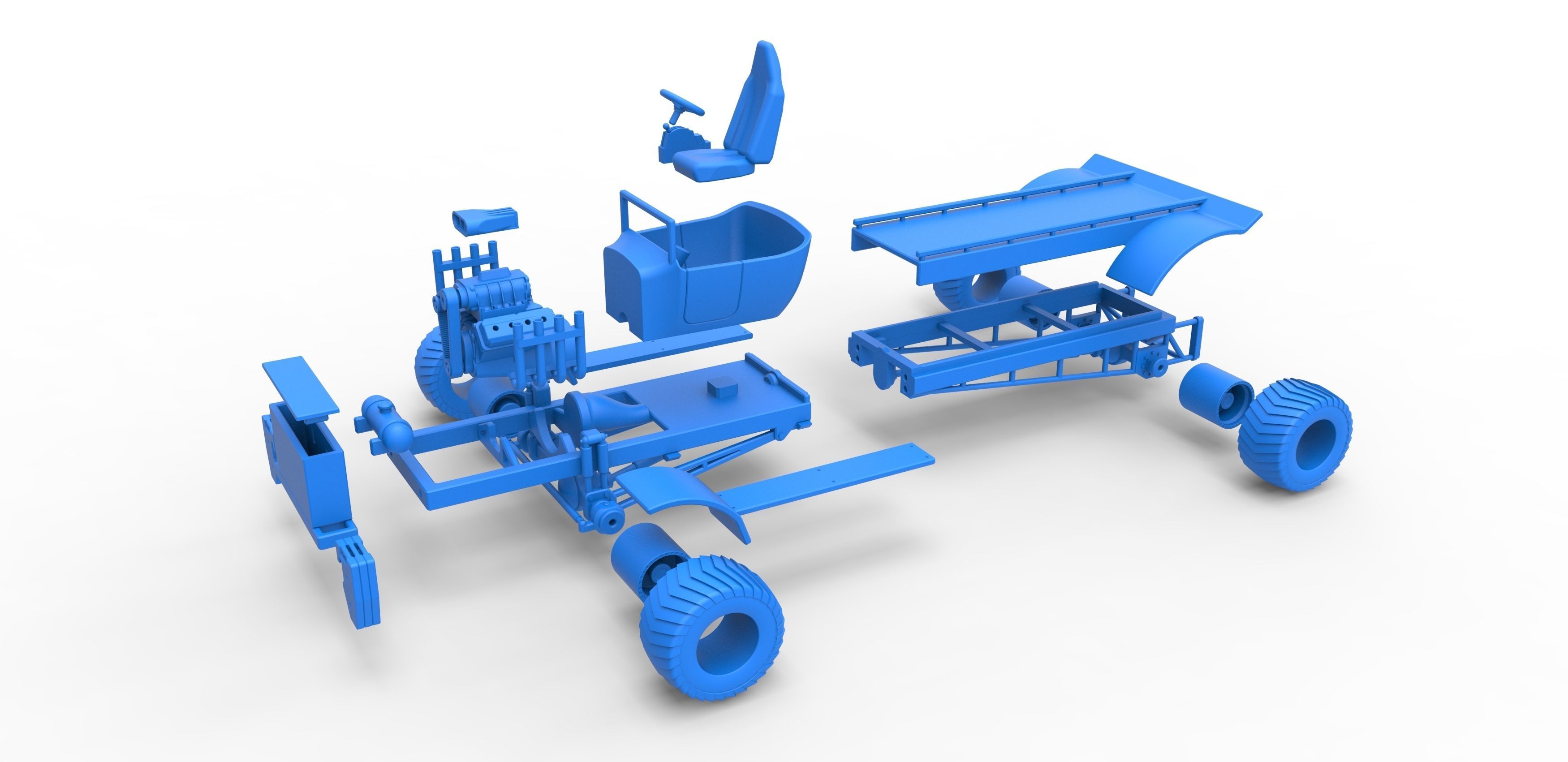 Pulling truck 4wd nacked Scale 1 to 25 3D print model_29