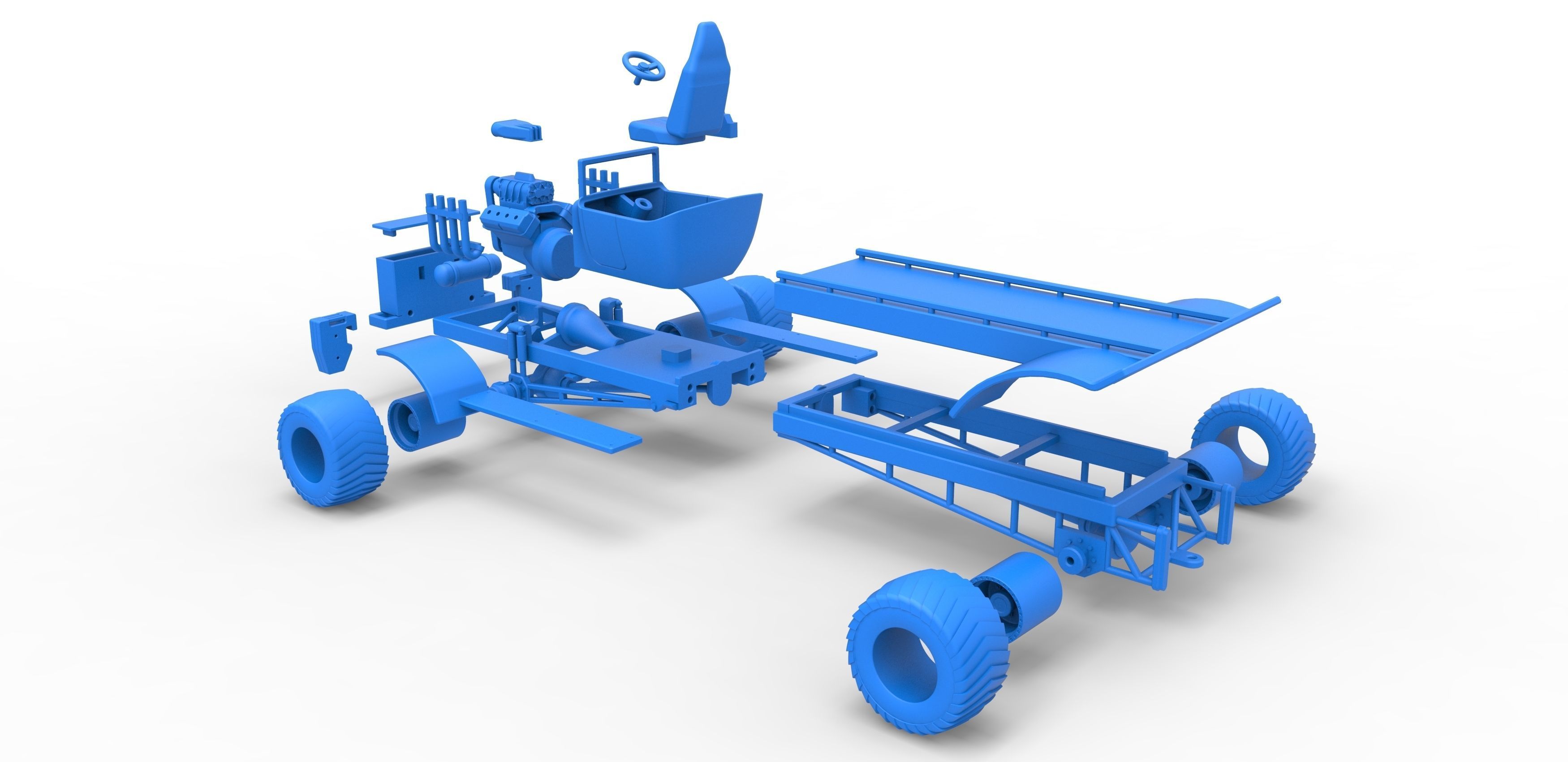 Pulling truck 4wd nacked Scale 1 to 25 3D print model_35