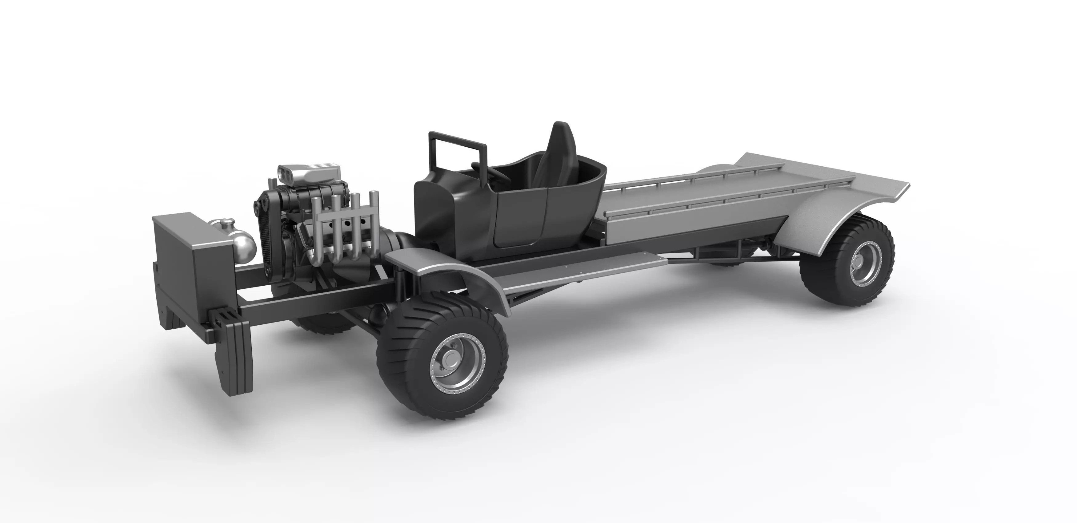 Pulling truck 4wd nacked Scale 1 to 25 3D print model_0