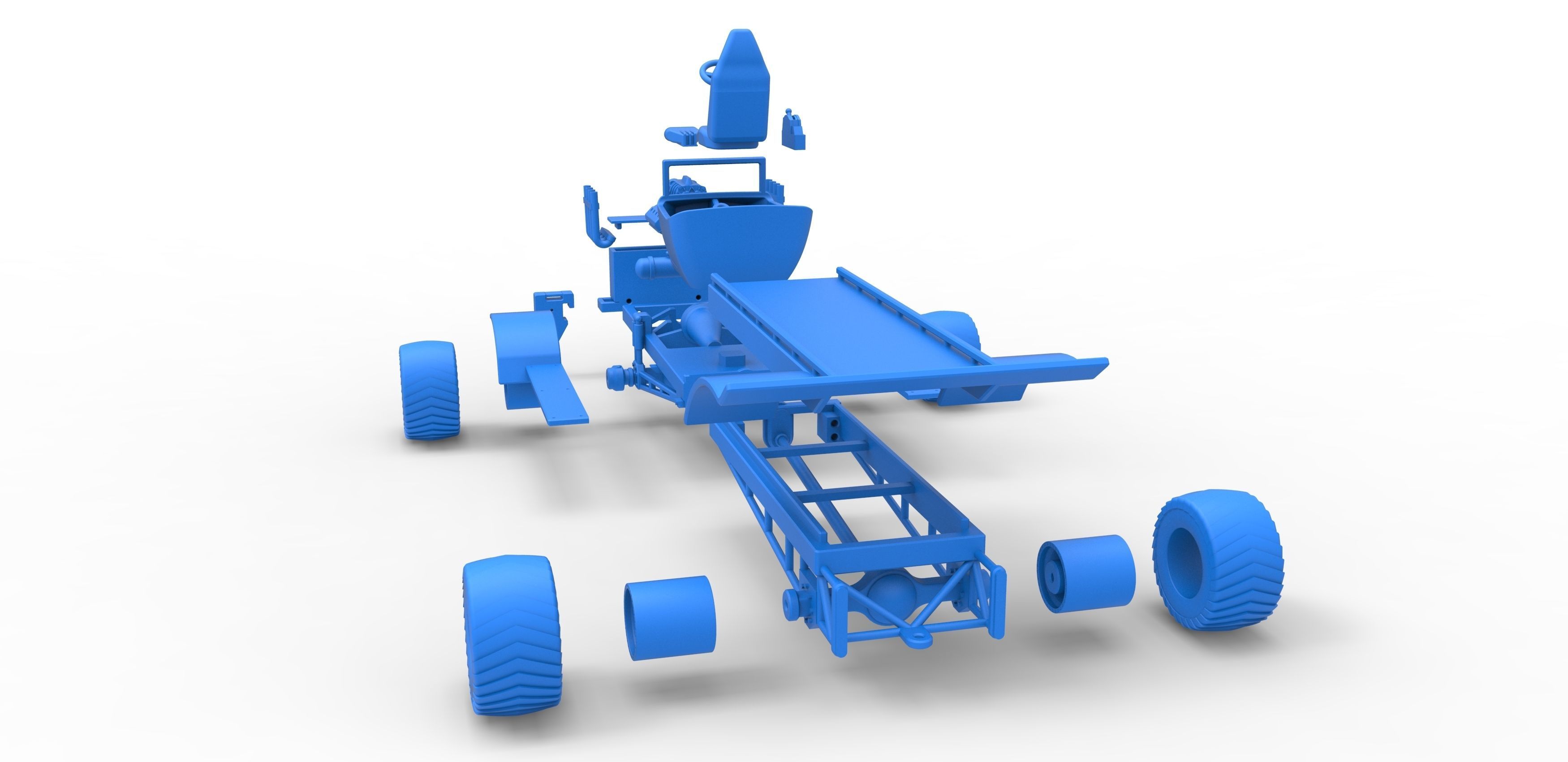 Pulling truck 4wd nacked Scale 1 to 25 3D print model_36