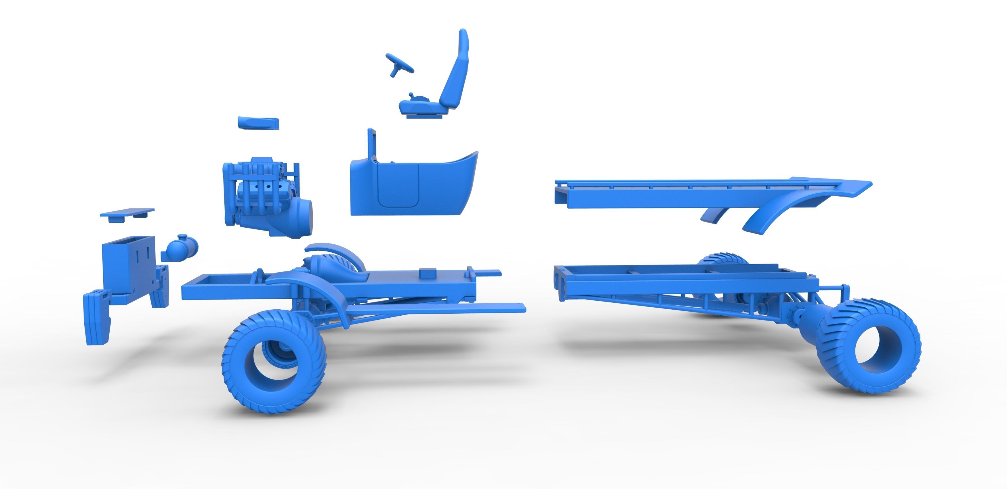 Pulling truck 4wd nacked Scale 1 to 25 3D print model_33