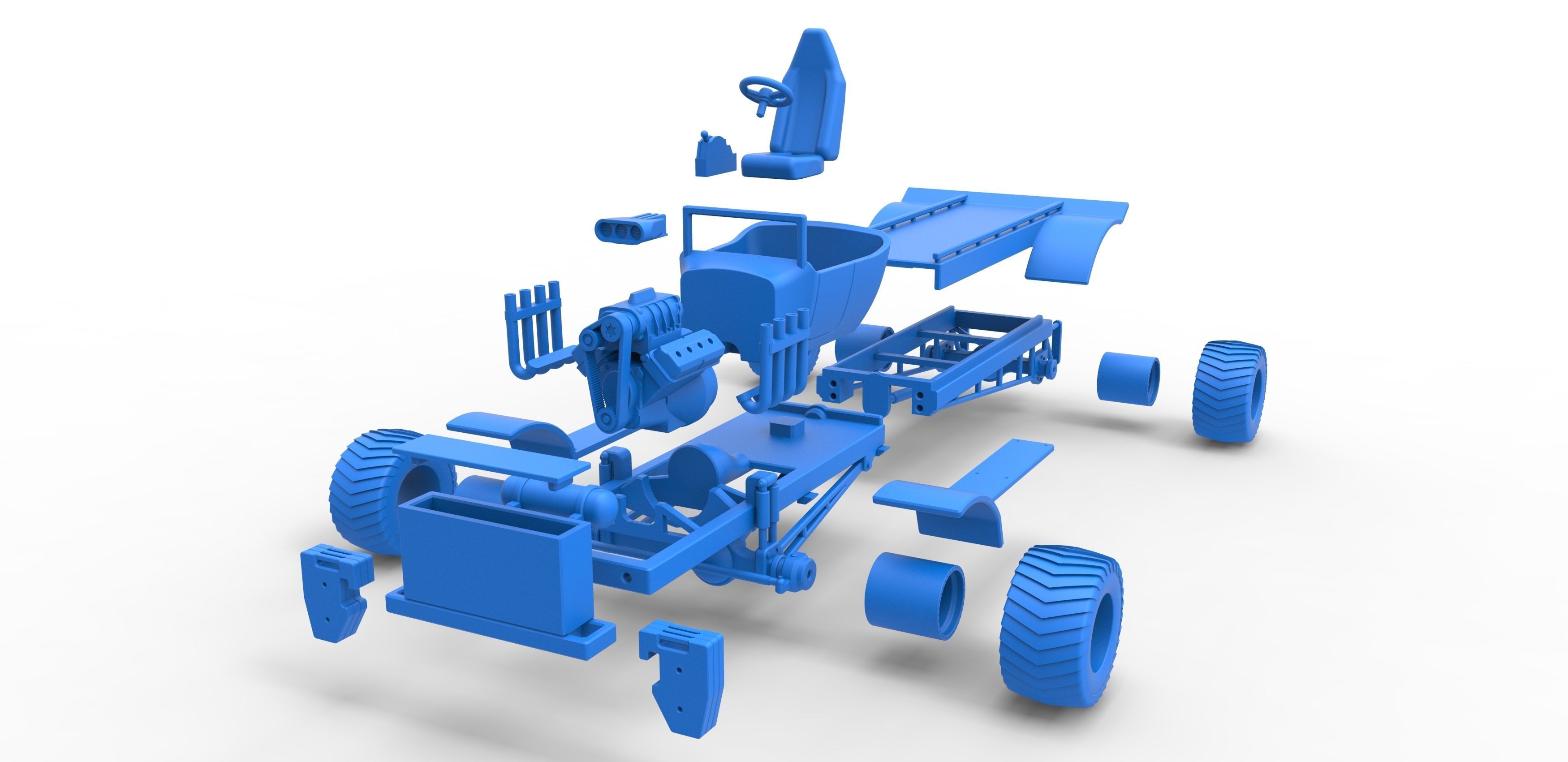 Pulling truck 4wd nacked Scale 1 to 25 3D print model_32