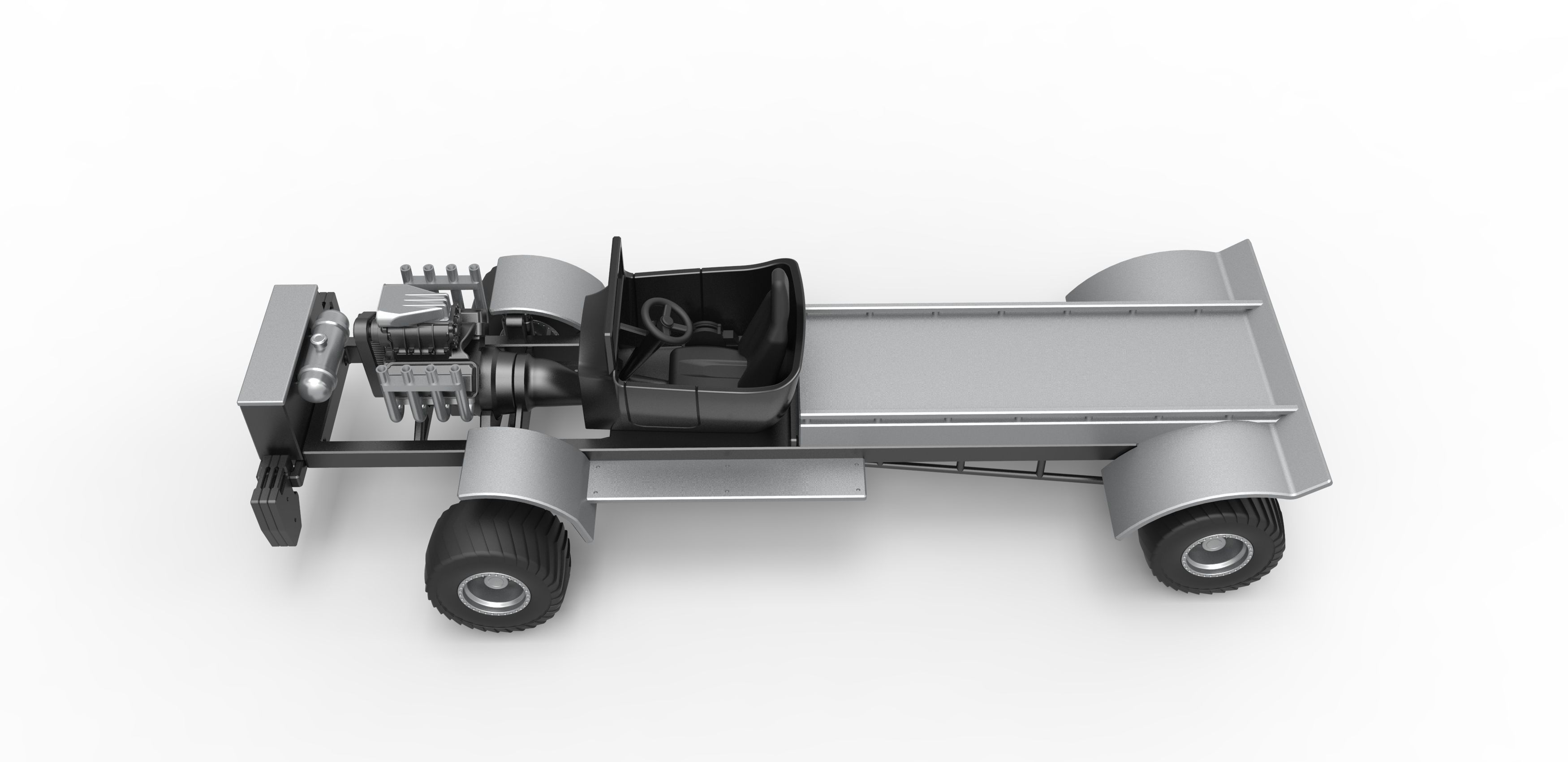 Pulling truck 4wd nacked Scale 1 to 25 3D print model_9