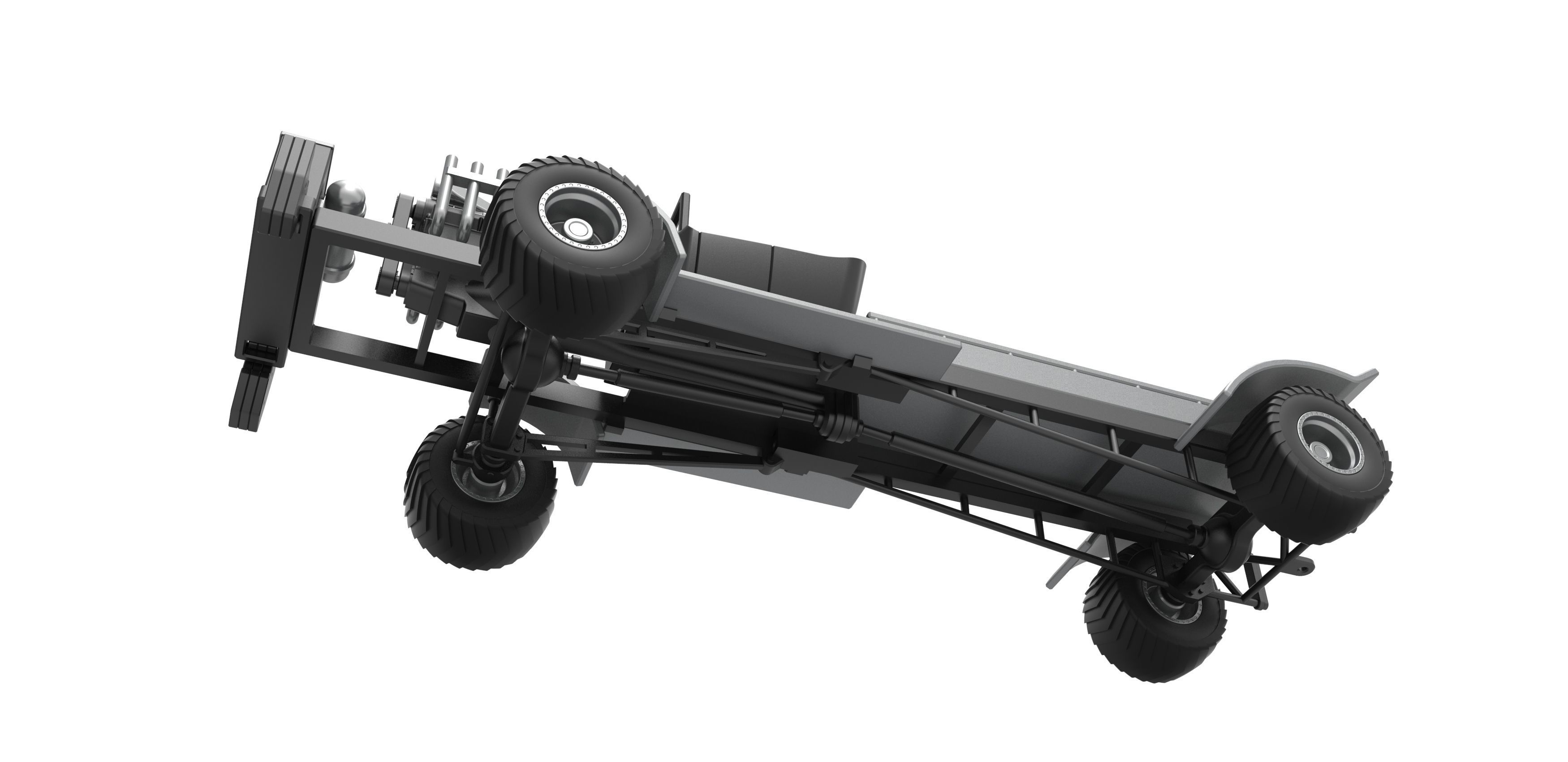 Pulling truck 4wd nacked Scale 1 to 25 3D print model_3