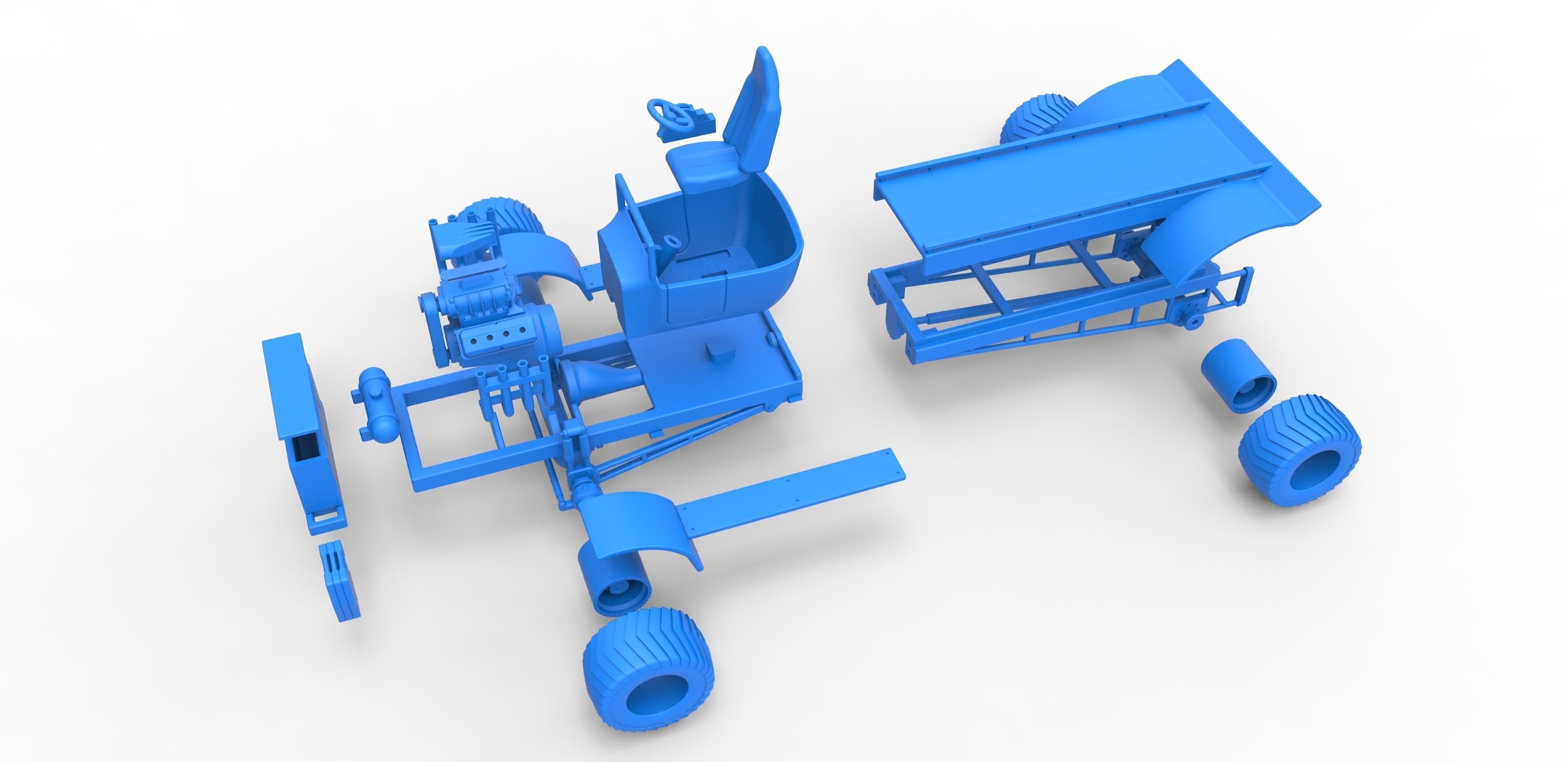 Pulling truck 4wd nacked Scale 1 to 25 3D print model_30