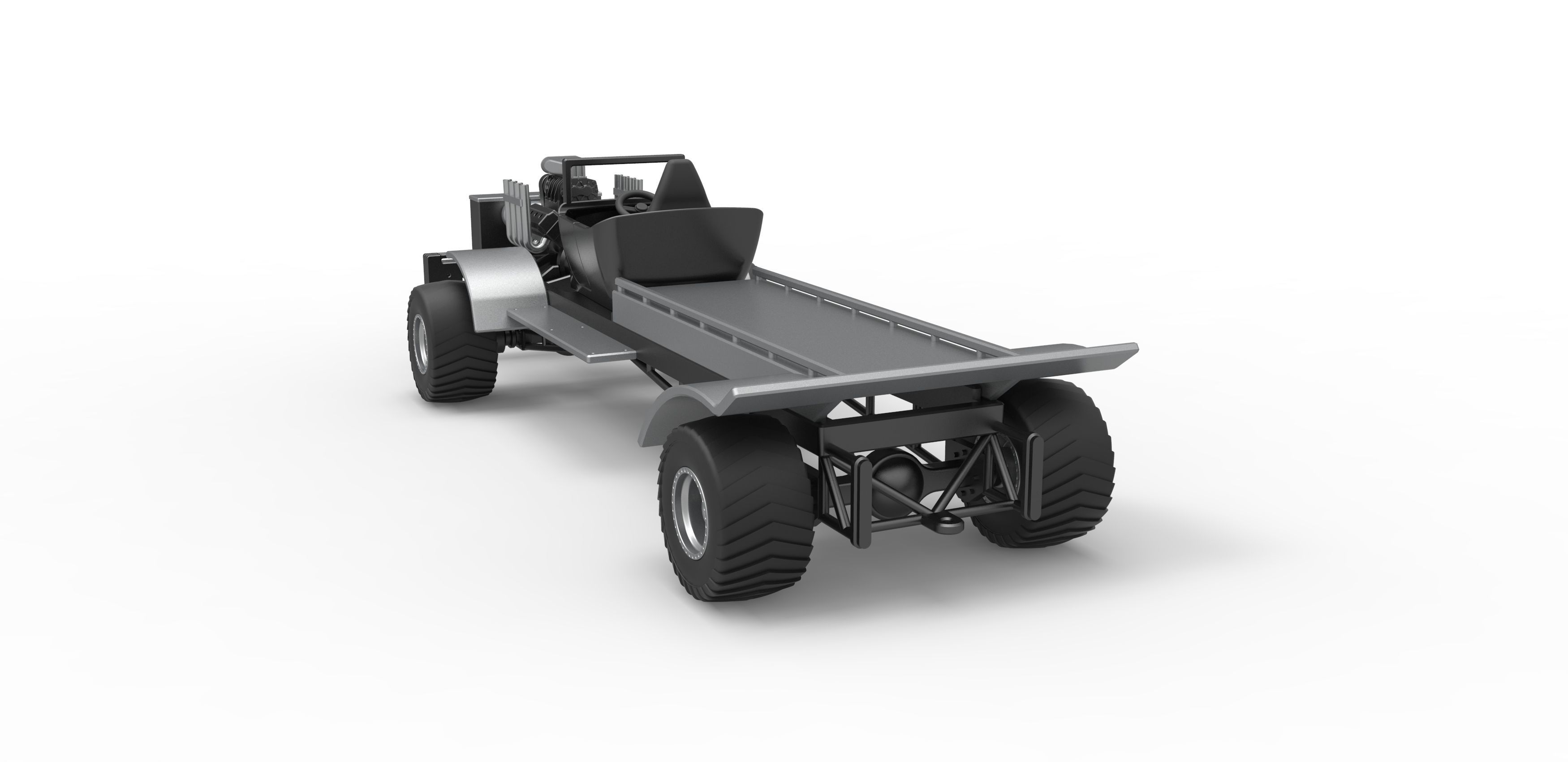 Pulling truck 4wd nacked Scale 1 to 25 3D print model_12