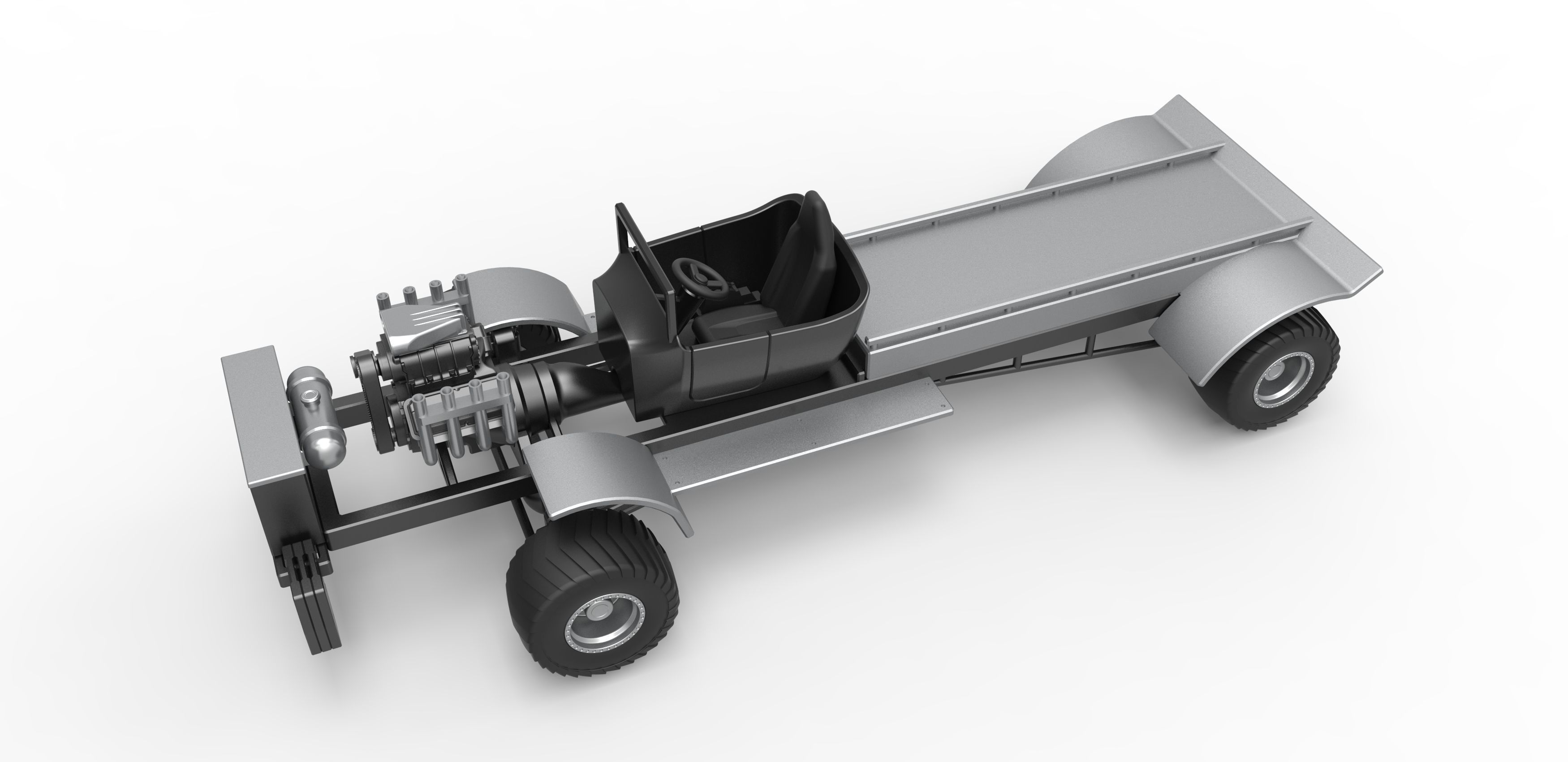 Pulling truck 4wd nacked Scale 1 to 25 3D print model_2