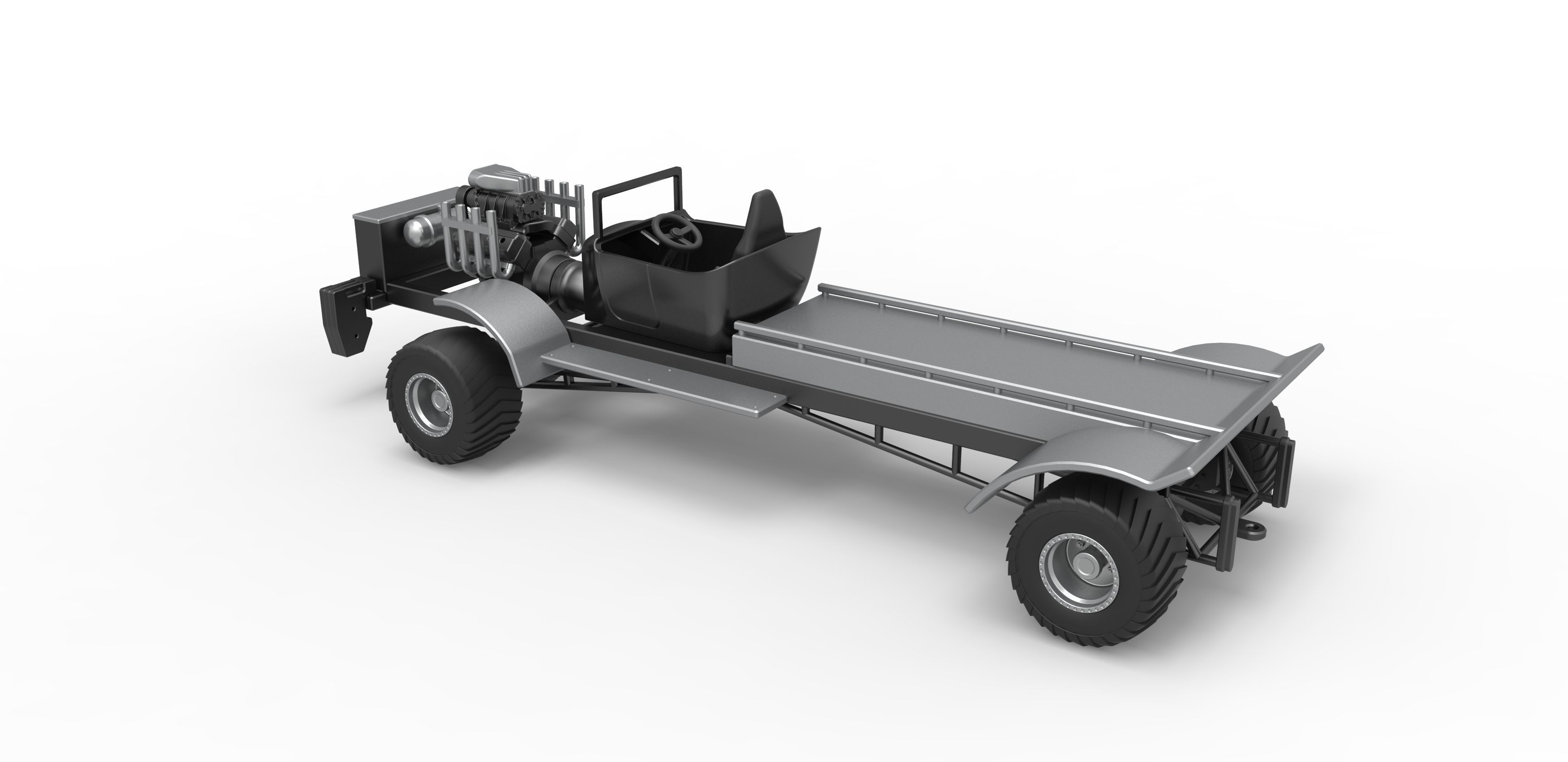 Pulling truck 4wd nacked Scale 1 to 25 3D print model_11