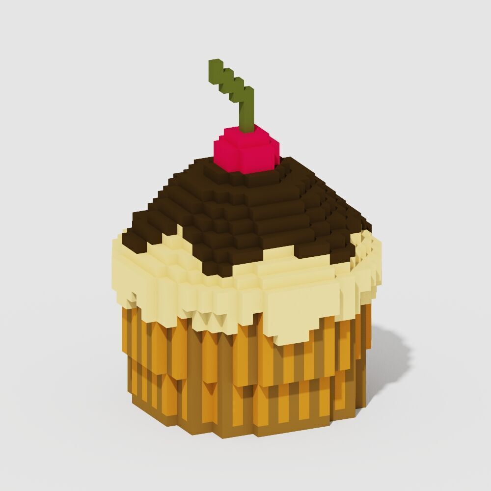 Voxel Sweets 17 Items Low-poly 3D model_9