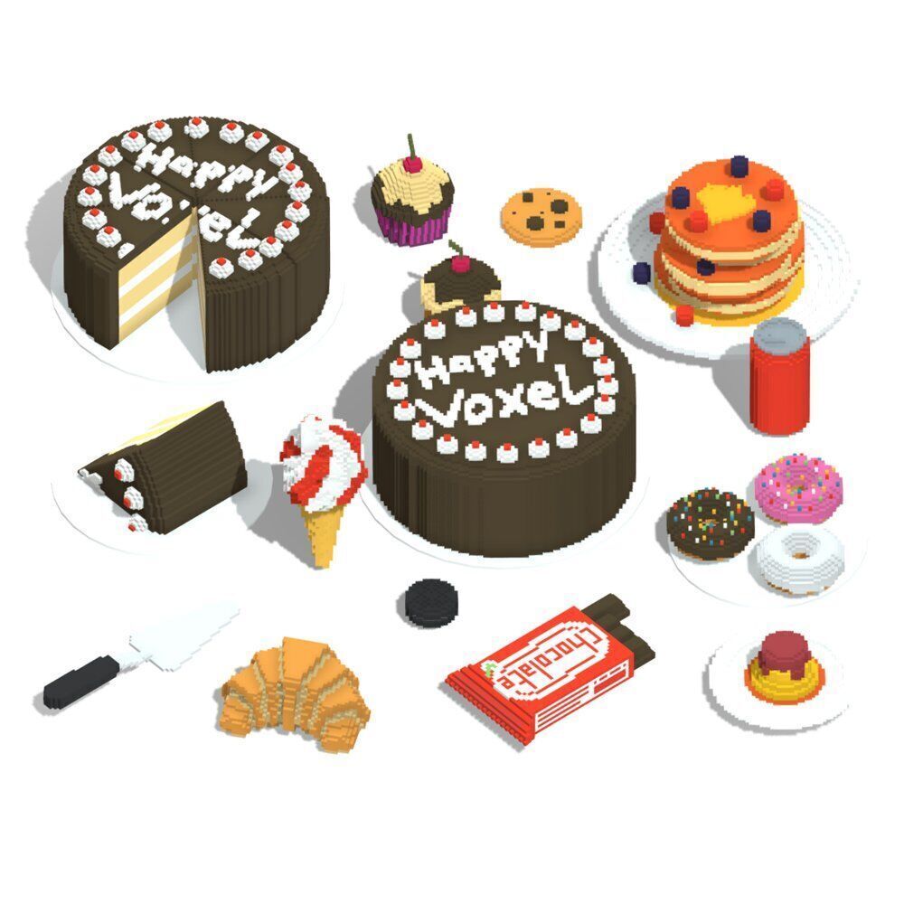 Voxel Sweets 17 Items Low-poly 3D model_16