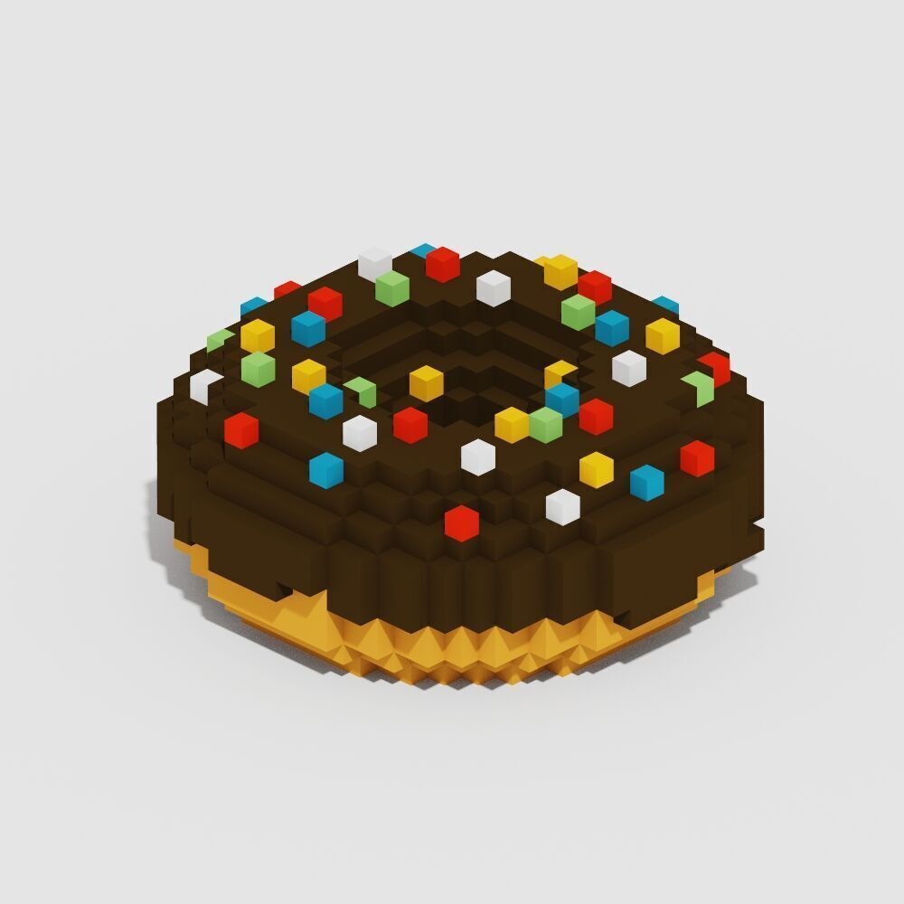 Voxel Sweets 17 Items Low-poly 3D model_10