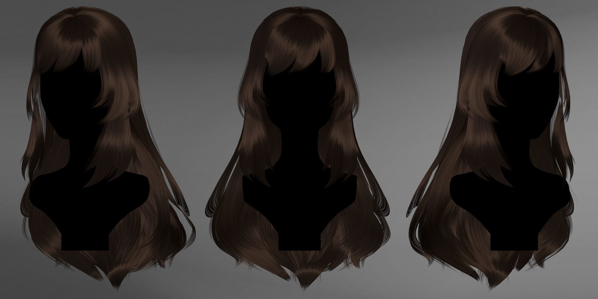 Game Hair - Stylized Female Hairstyle V8 Low-poly 3D model_1
