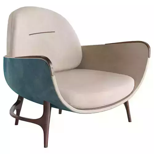 GRYFINO lounge chair with fabric and wooden frame Low-poly 3D model