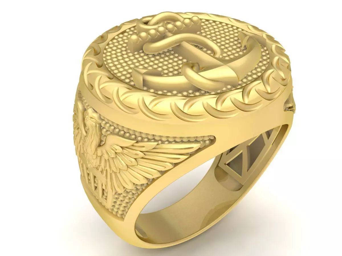 Anchor and Eagle Signet Ring 3D Model for Jewelry 3691 3D print model_0