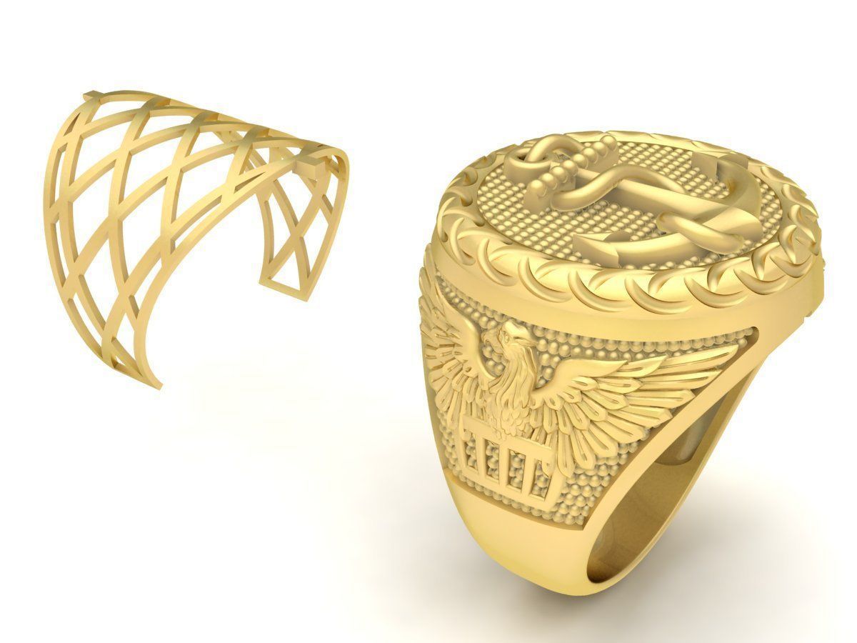 Anchor and Eagle Signet Ring 3D Model for Jewelry 3691 3D print model_4