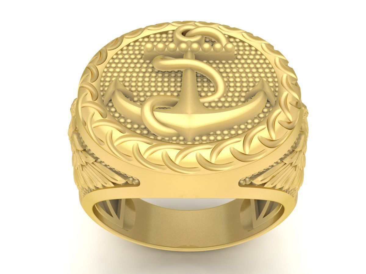 Anchor and Eagle Signet Ring 3D Model for Jewelry 3691 3D print model_2