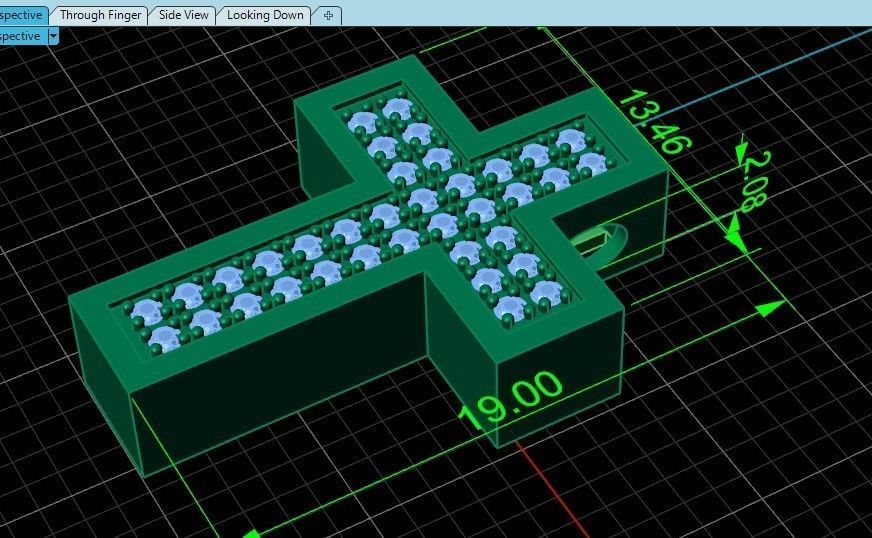 stylish pendant cross with stones diamond 3D print model_21