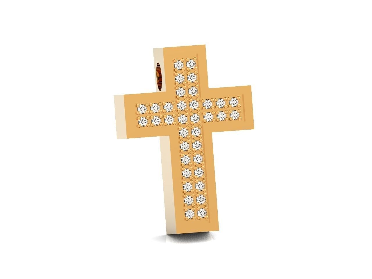 stylish pendant cross with stones diamond 3D print model_1