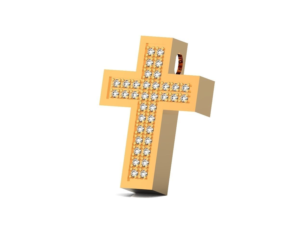 stylish pendant cross with stones diamond 3D print model_16