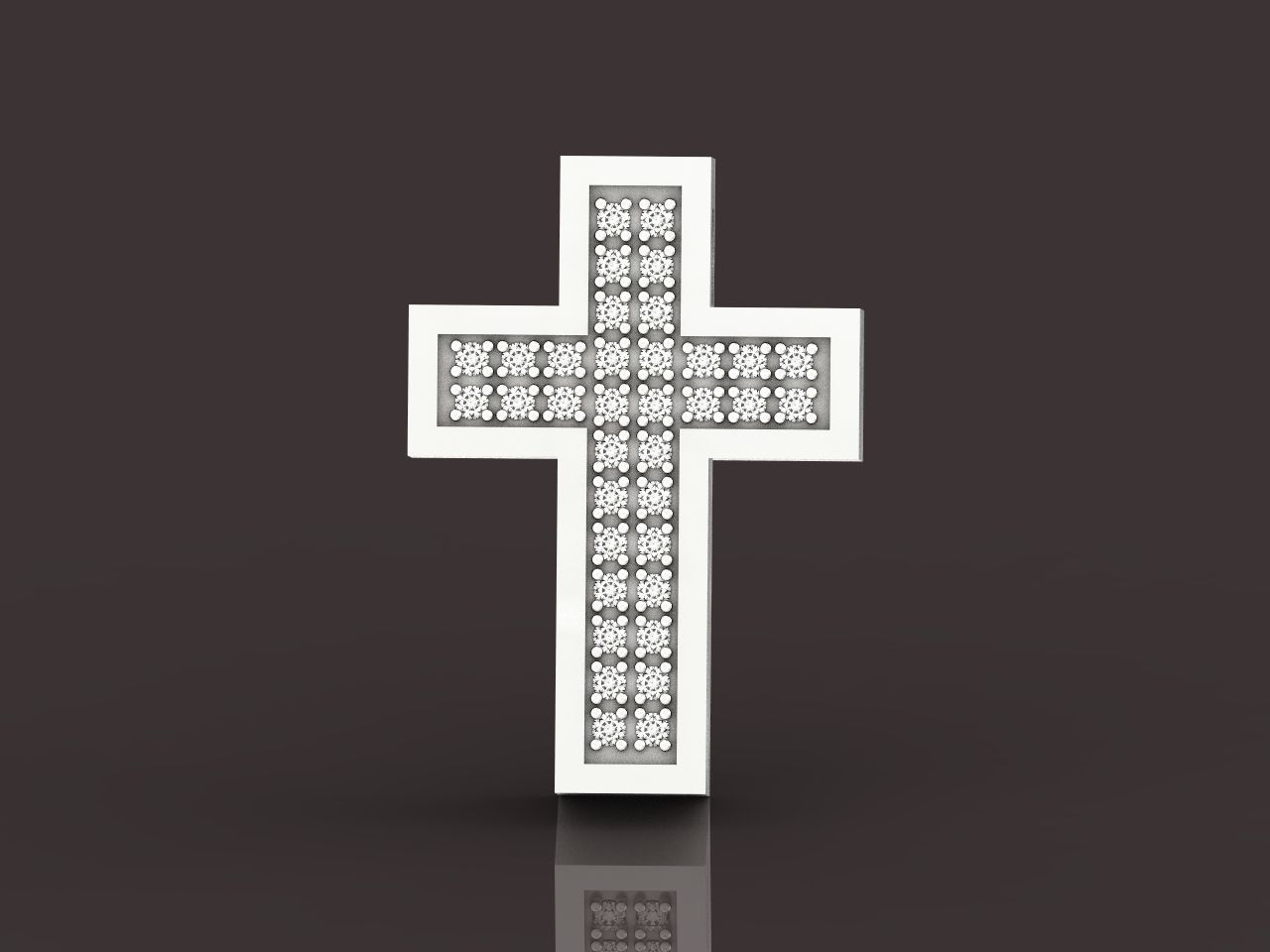 stylish pendant cross with stones diamond 3D print model_6
