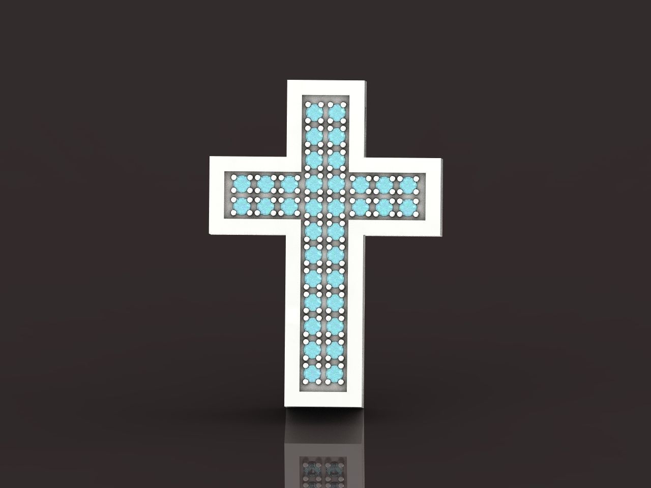 stylish pendant cross with stones diamond 3D print model_8