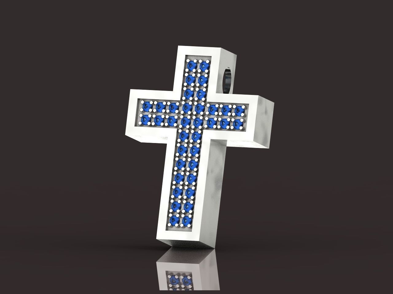 stylish pendant cross with stones diamond 3D print model_11