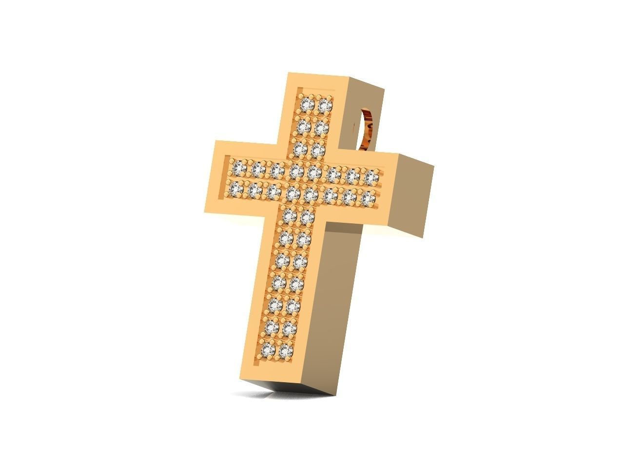 stylish pendant cross with stones diamond 3D print model_2