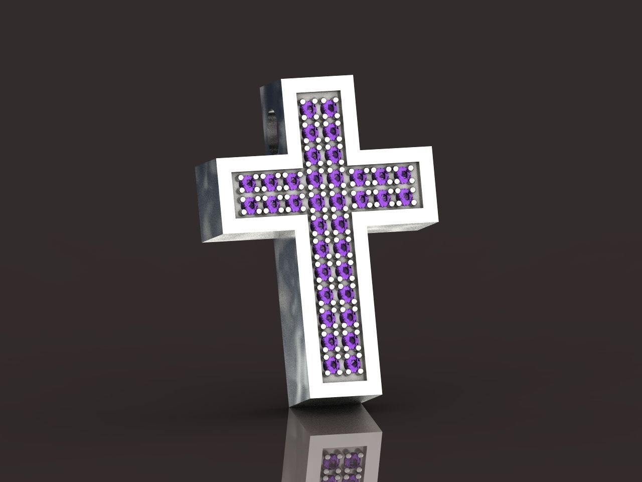 stylish pendant cross with stones diamond 3D print model_12