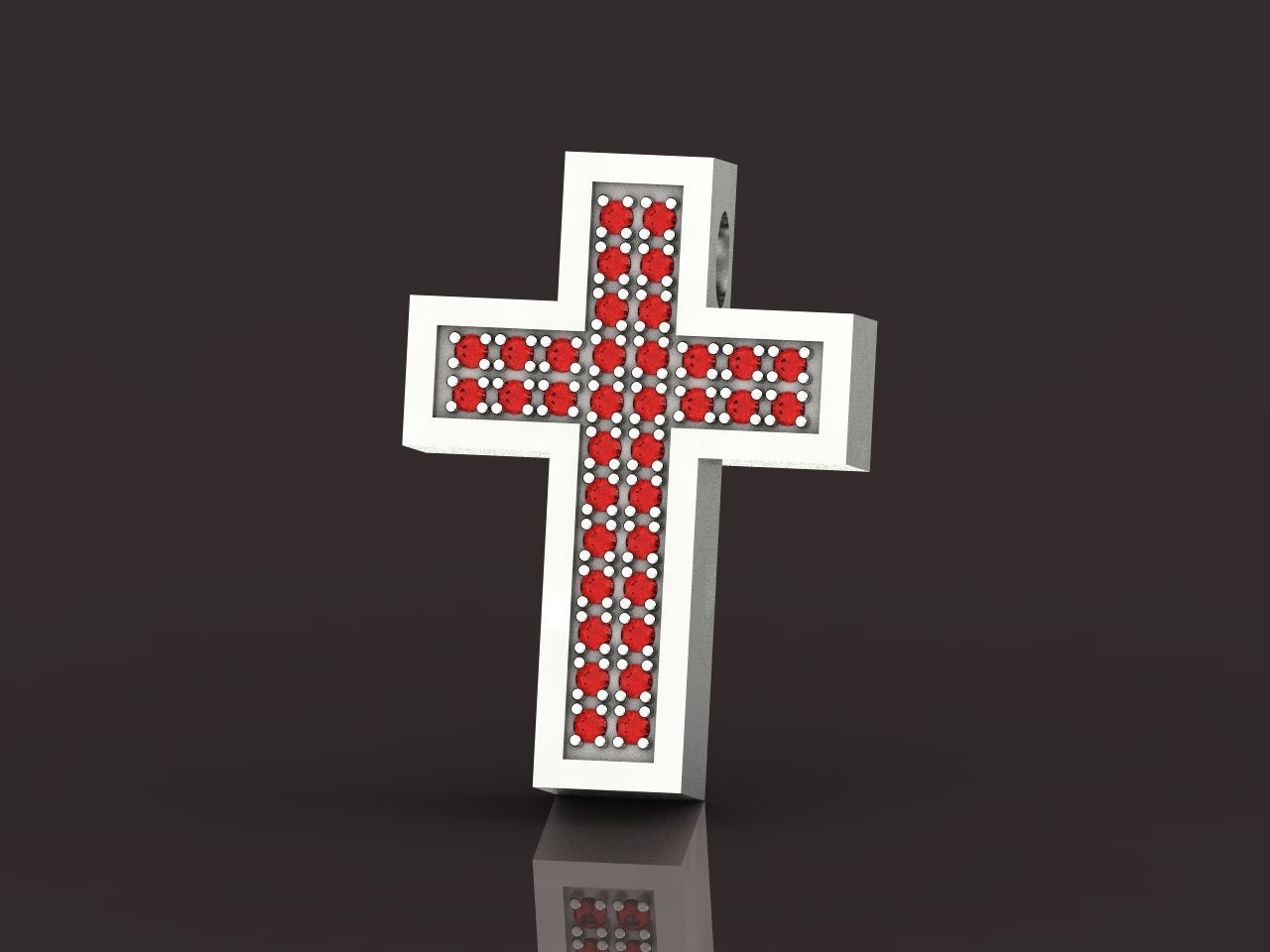 stylish pendant cross with stones diamond 3D print model_13