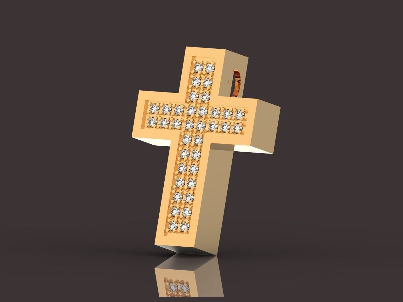 stylish pendant cross with stones diamond 3D print model_3
