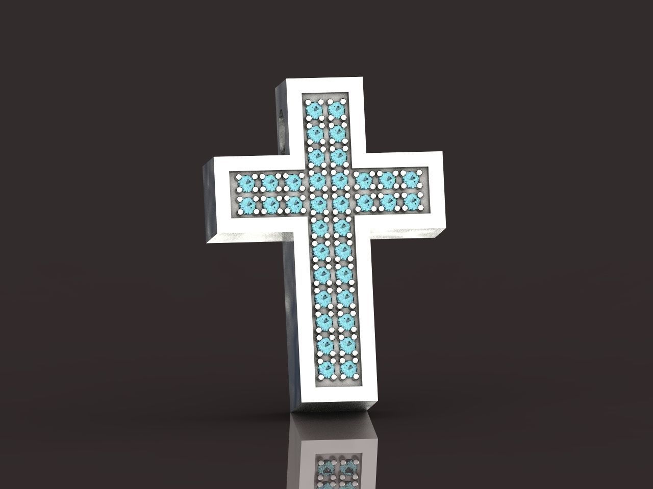 stylish pendant cross with stones diamond 3D print model_9