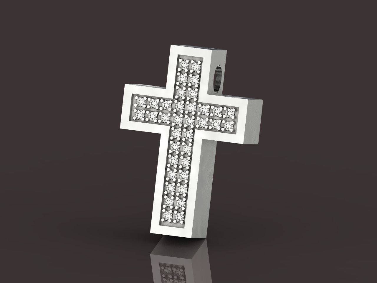 stylish pendant cross with stones diamond 3D print model_5