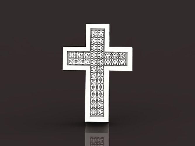 stylish pendant cross with stones diamond 3D print model
