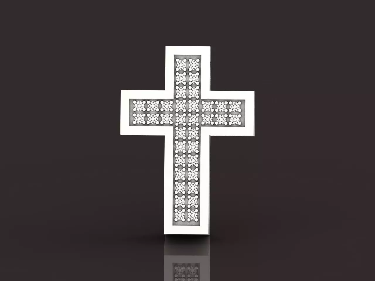 stylish pendant cross with stones diamond 3D print model_0