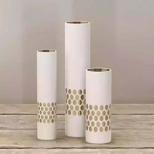 White and Gold Decor Vase Set 