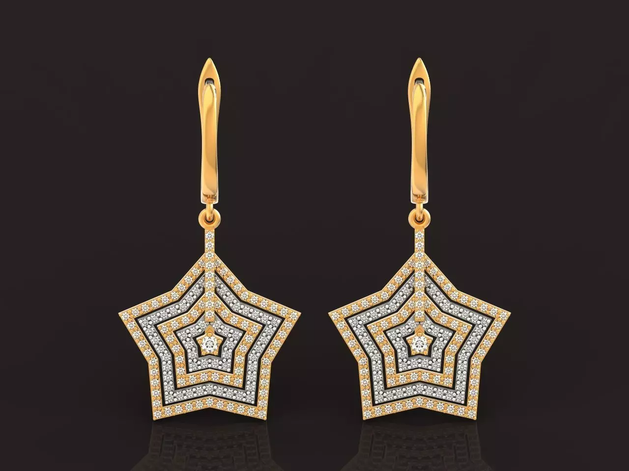 earrings star-drop 347 3D print model