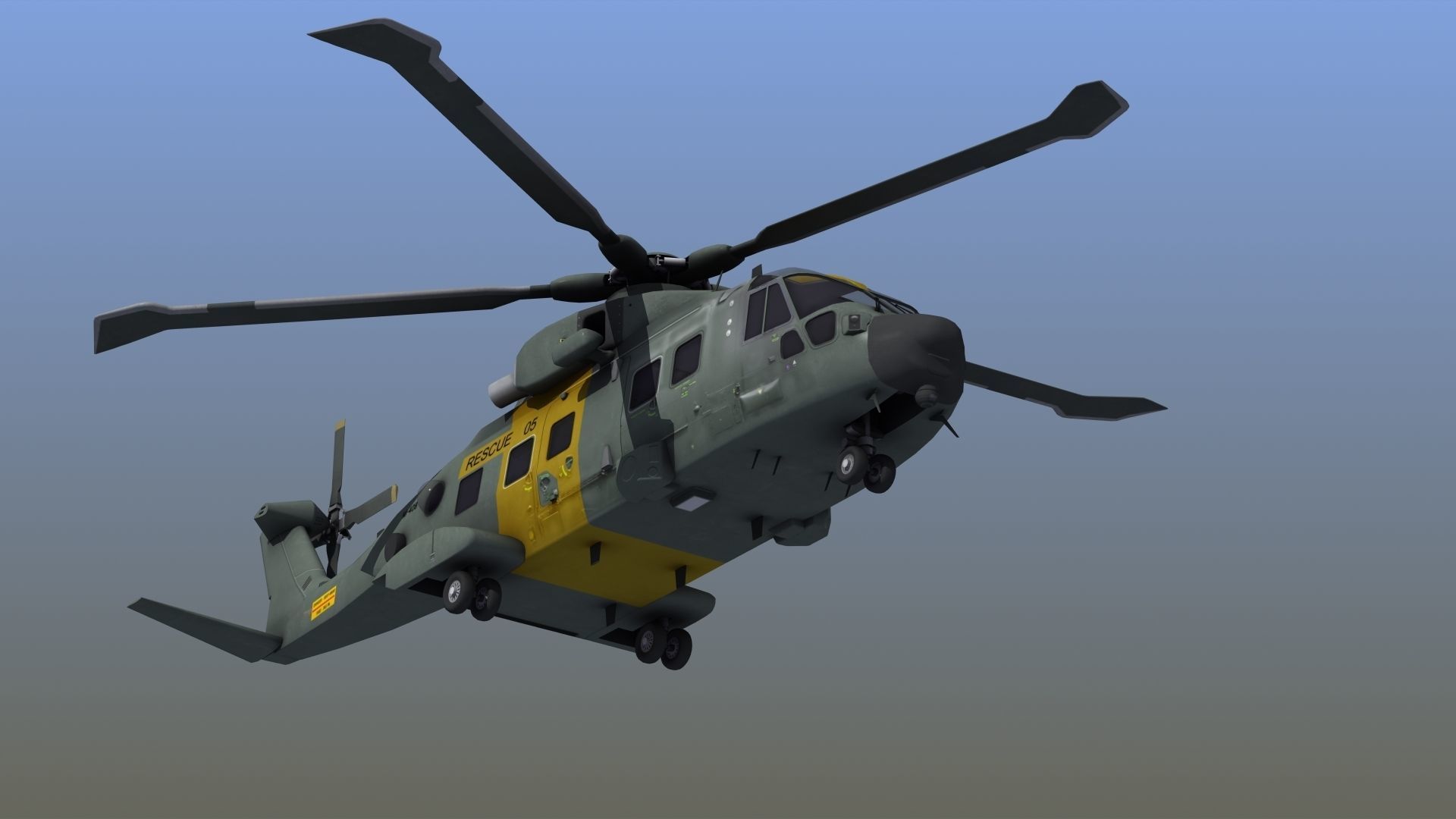 AH101 Merlin Helicopter 3D model_18