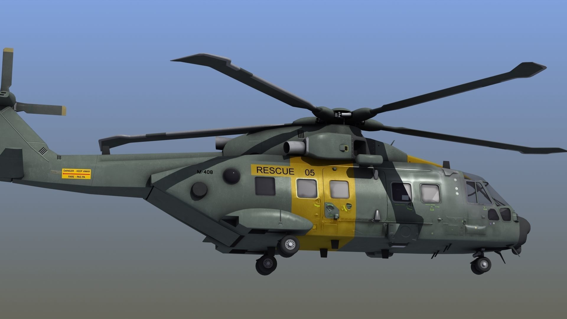 AH101 Merlin Helicopter 3D model_7