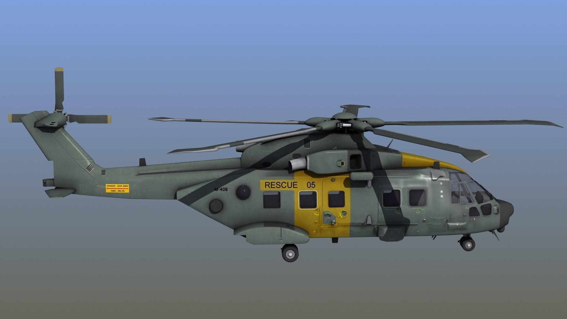AH101 Merlin Helicopter 3D model_9