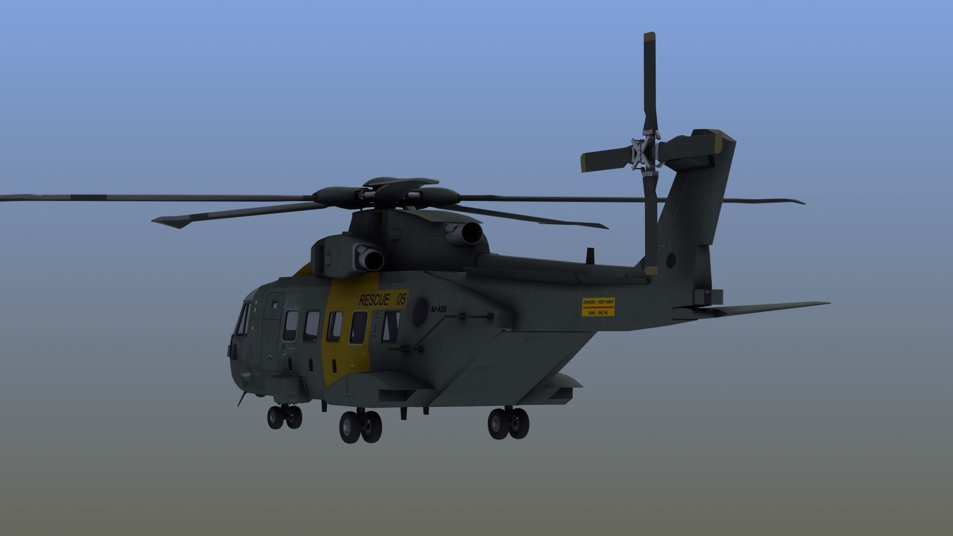 AH101 Merlin Helicopter 3D model_4