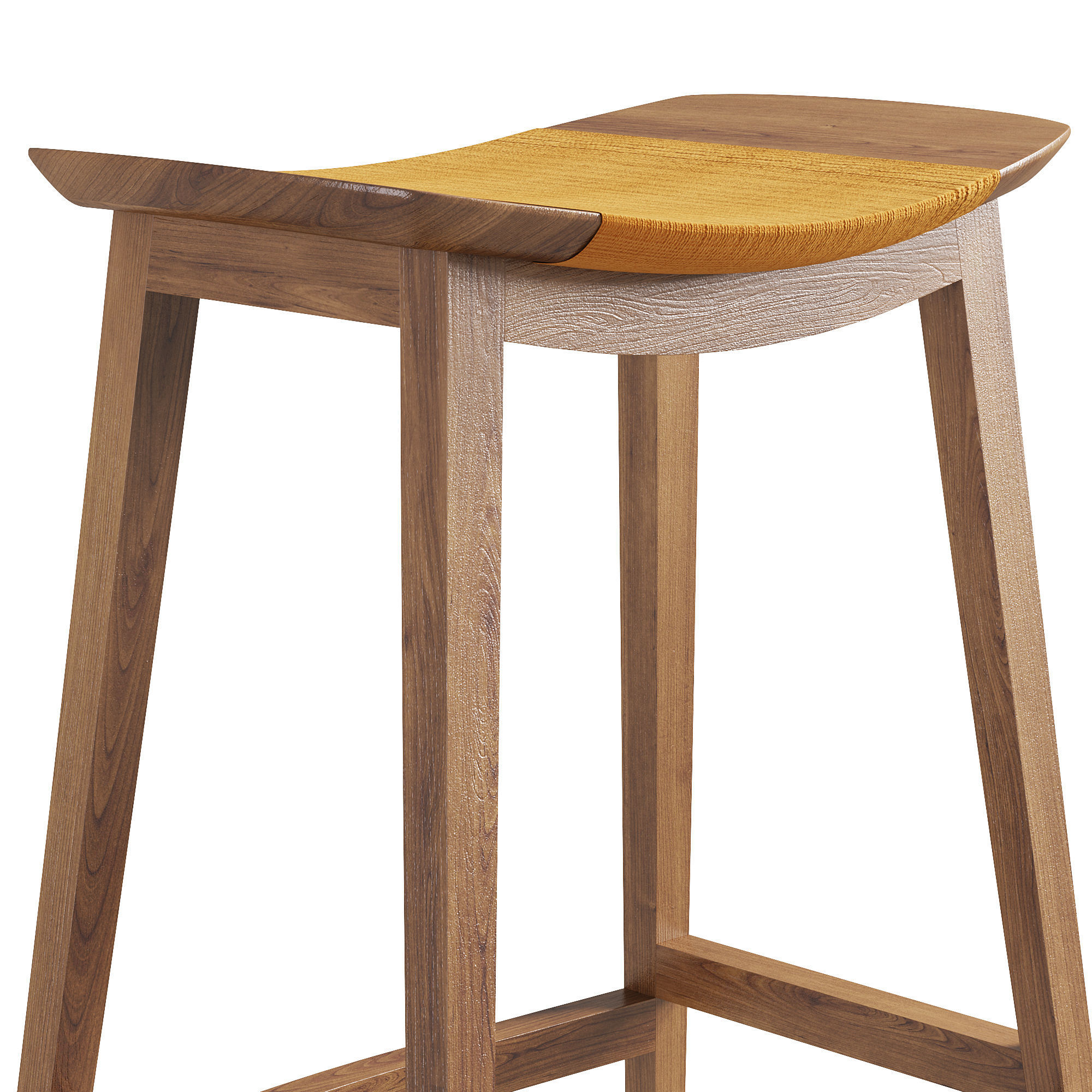 CURVED WALNUT COUNTER STOOL by baker 3D model_2